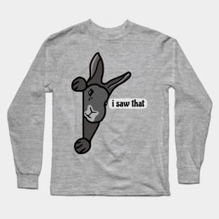 Funny and Mischievous Grey Black Flemish Giant Baby Bunny Saw That Long Sleeve T-Shirt